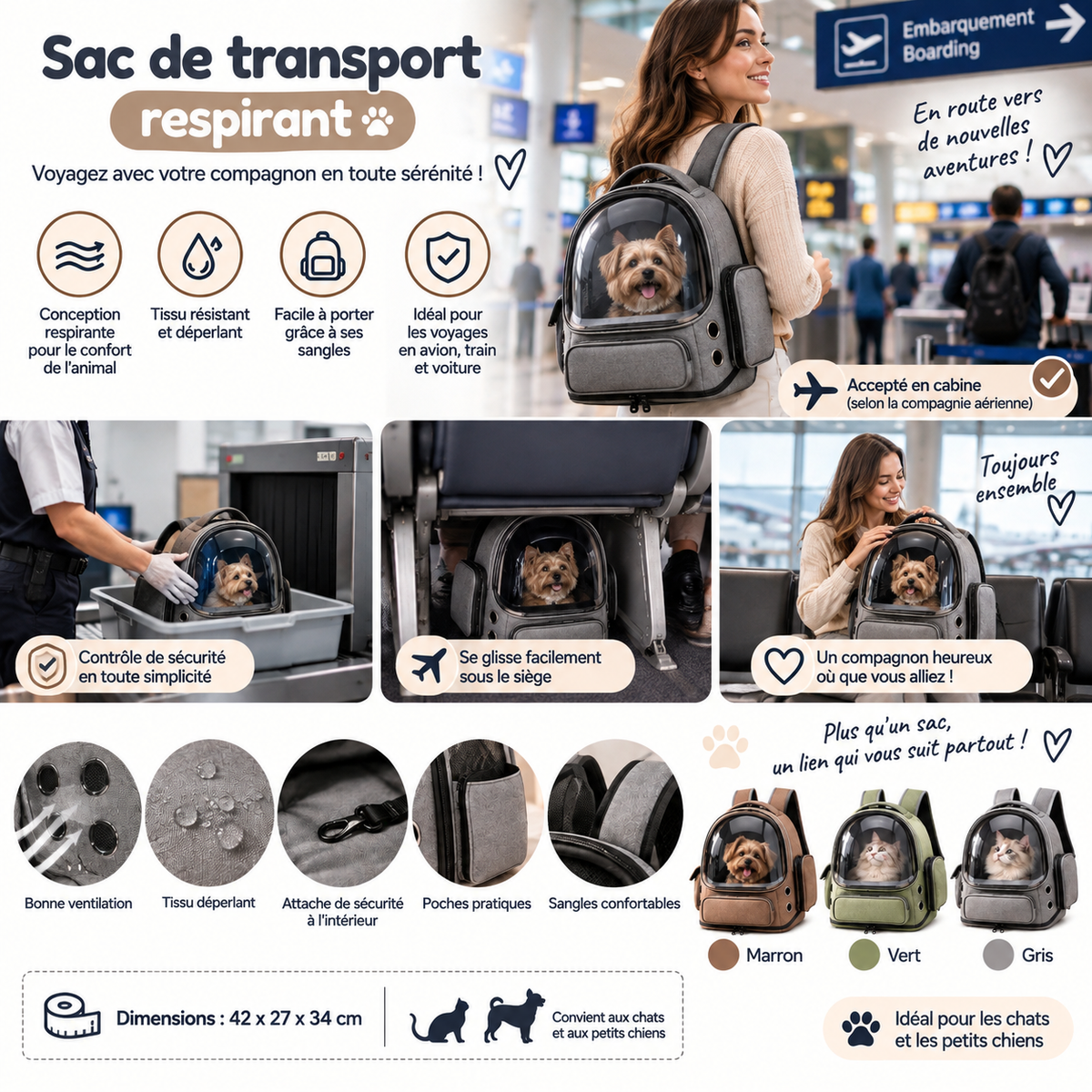 Sac de transport respirant pour animaux